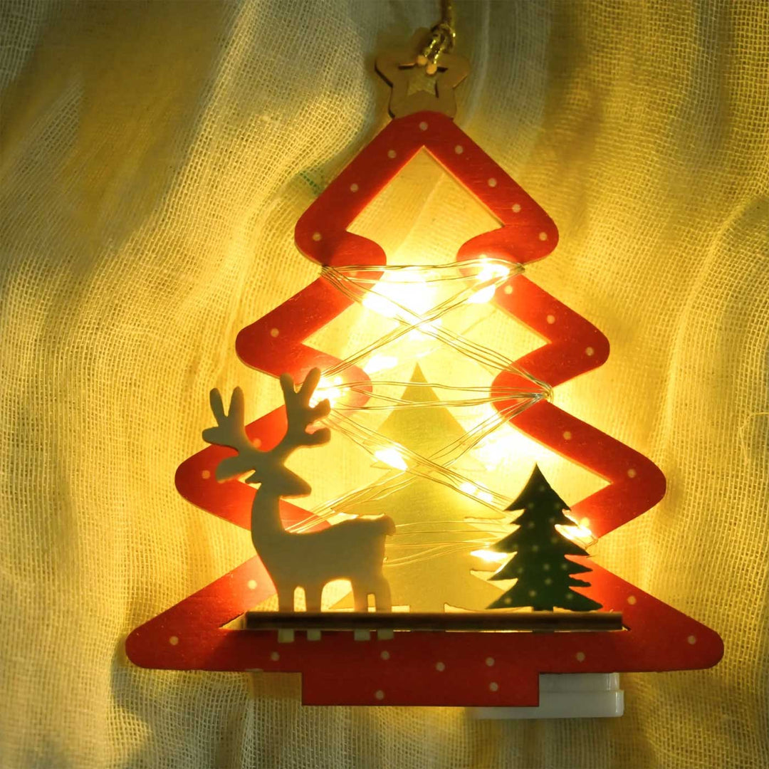 Laser Cut Luminous Wooden Ornament For Christmas Tree Decoration