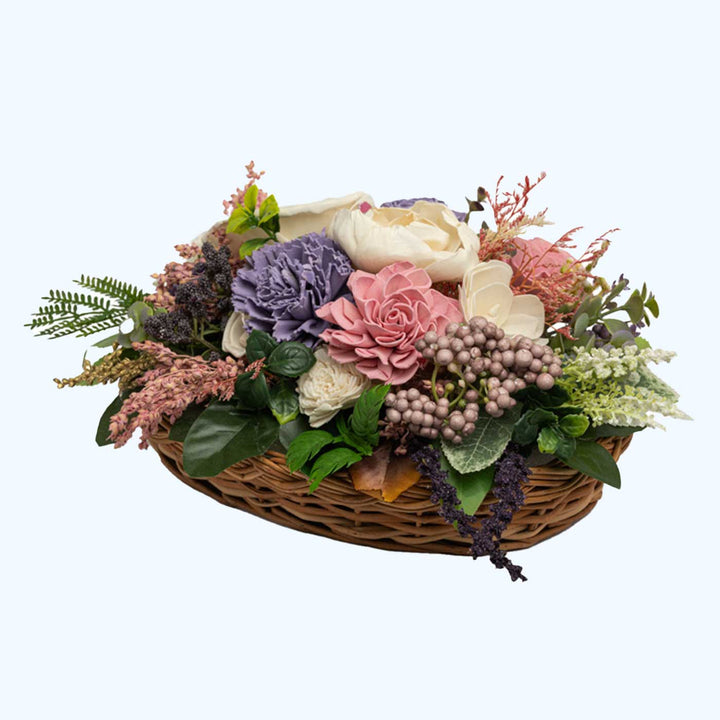 Handmade Pretty Pink Basket Shola Flower Centerpiece