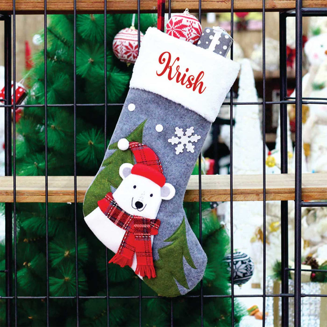 Personalized Winter Wonderland Felt & Fur Stockings For Christmas Decoration