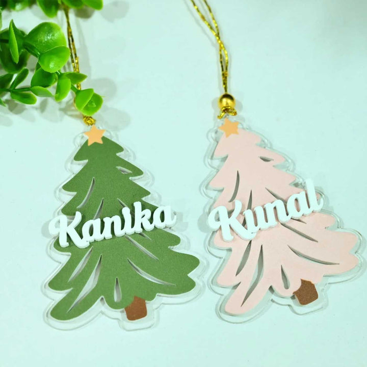 Personalized Xmas Tree Shaped Acrylic Ornament For Christmas Tree Decoration