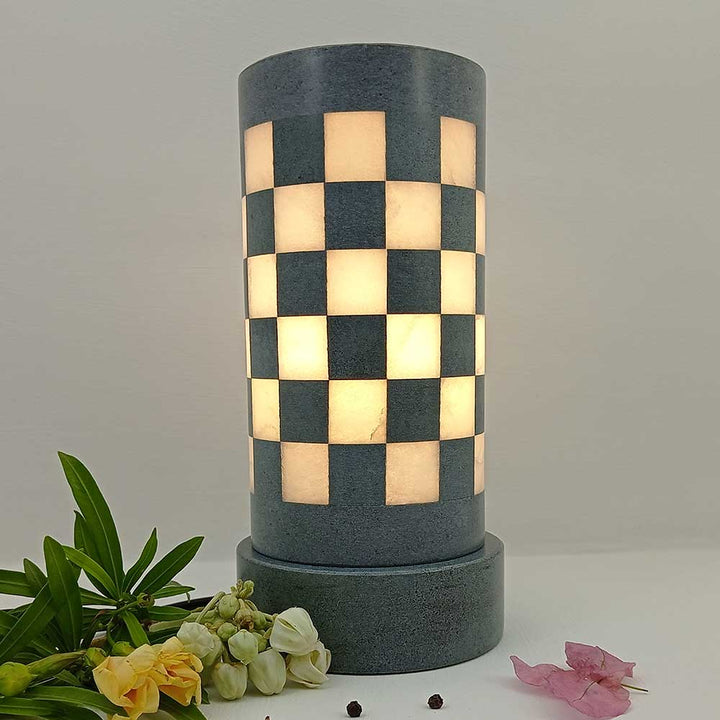 Handmade White & Grey Lamis Floating Alabaster Table Lamp