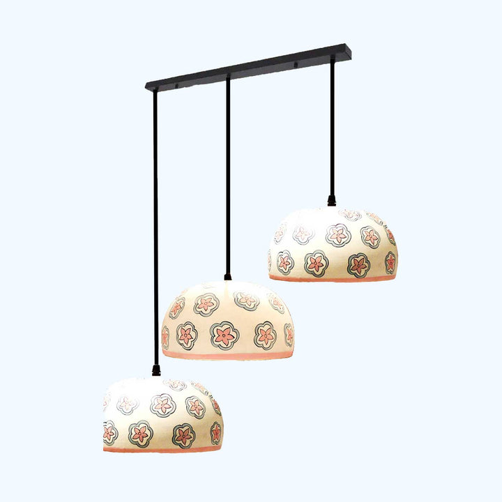 Handmade Dome Triple Terracotta Hanging Lamp | Set Of 3