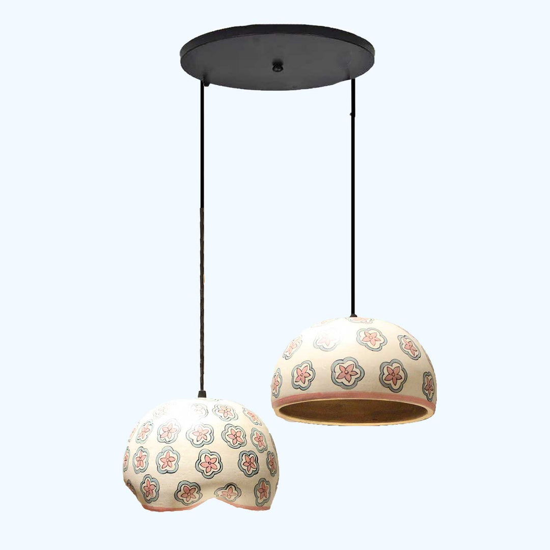 Handmade Stylish Interior Design Terracotta Hanging Lamp | Set Of 2