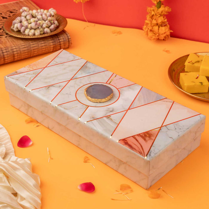 Handmade Marble Triangular Pooja Chowki With Metal Votive Candle | Set Of 6