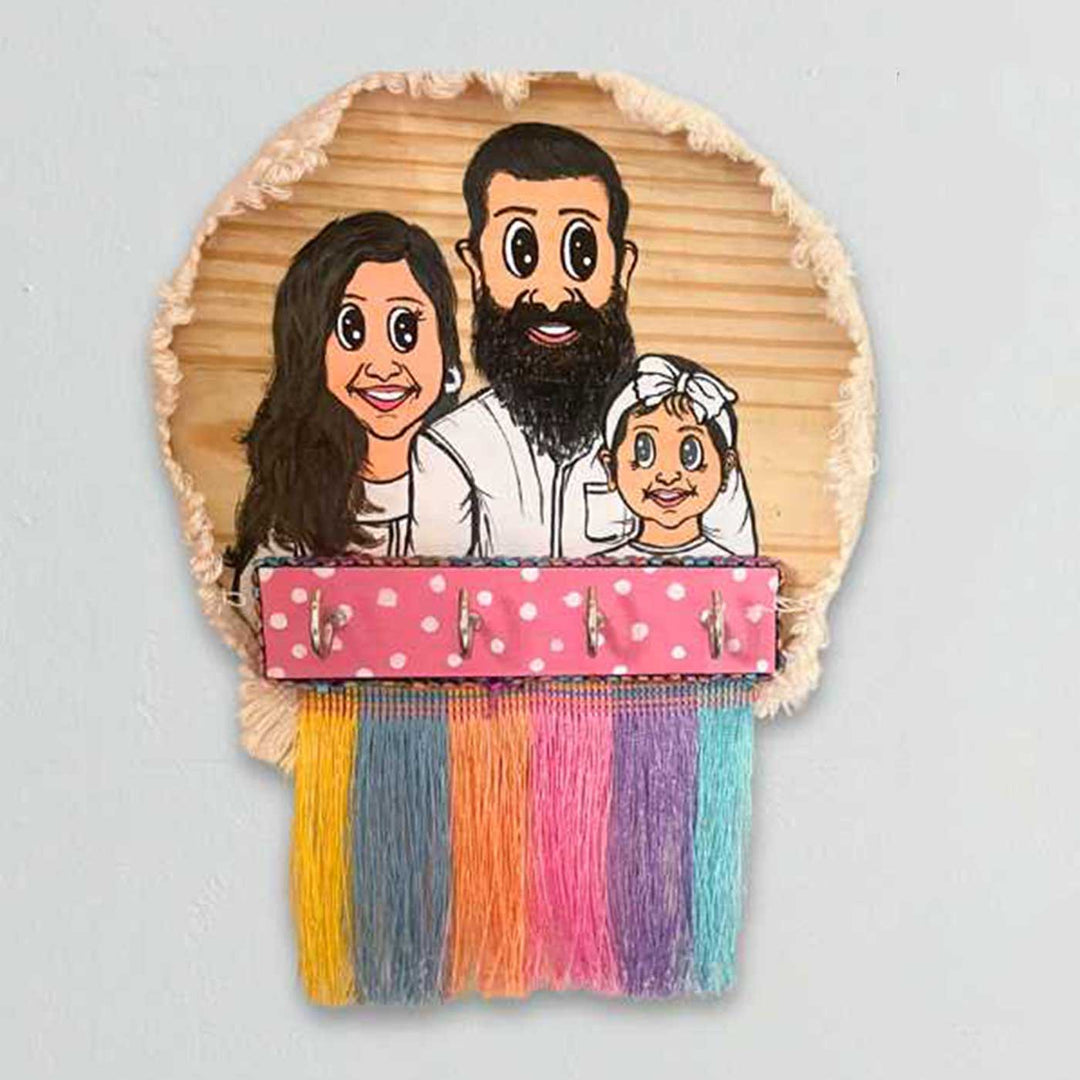 Photo Personalized Caricature Pink Key Chain Holder