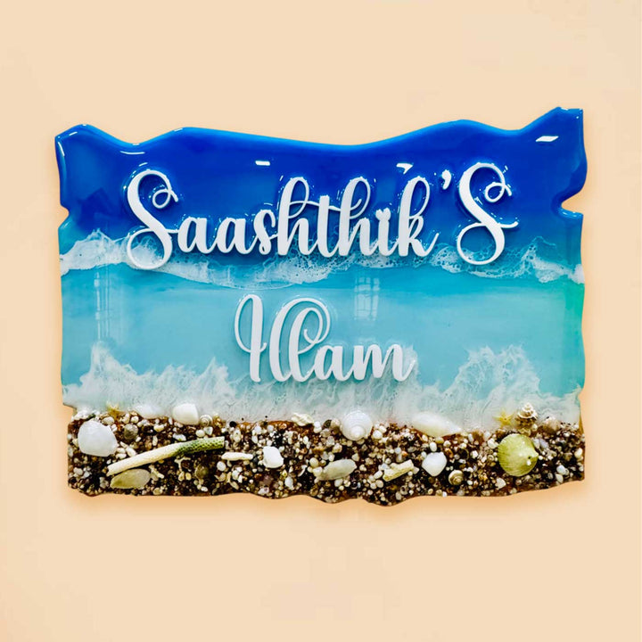 Personalized Light Ocean Theme Resin Name Plate