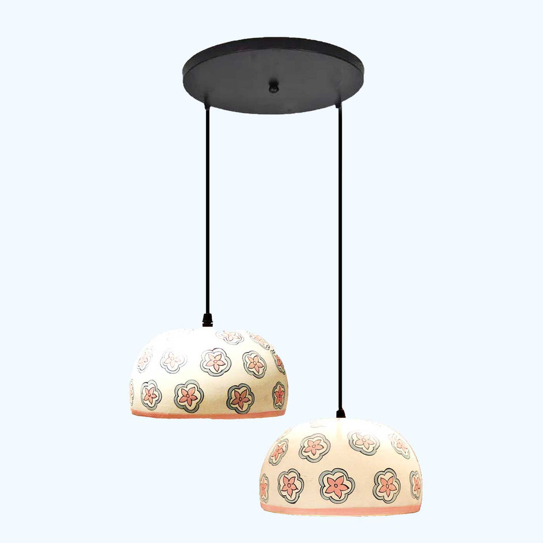 Handmade Dome Terracotta Hanging Lamp | Set Of 2