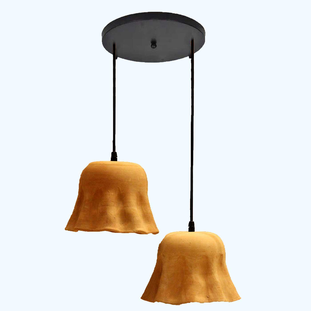 Handmade Designer Natural Terracotta Hanging Lamp | Set Of 2