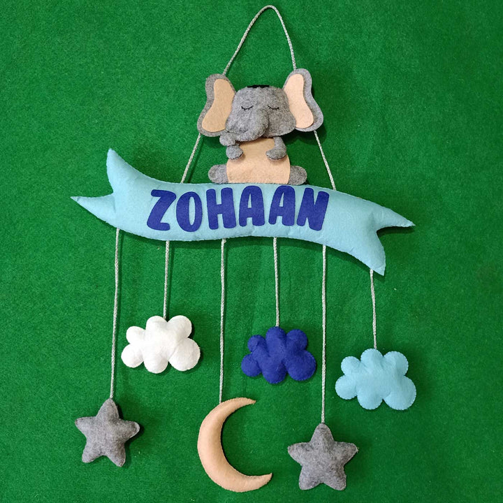 Personalized Handmade Sitting Elephant Theme Felt Kids Name Plate