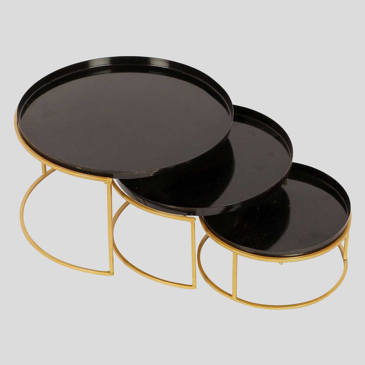 Handmade Black & Gold Buffet Riser Platter | Set Of 3