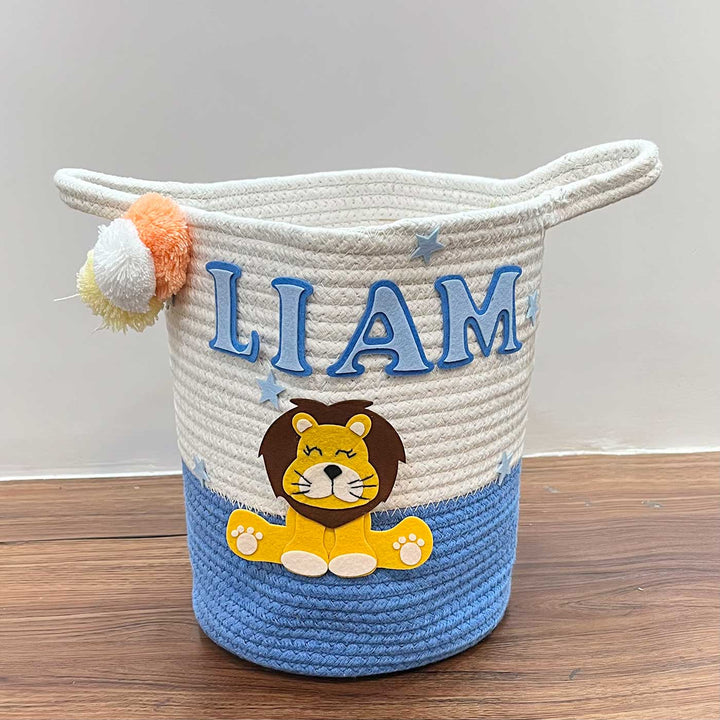 Personalized Handmade Cuddle Cub Jute Basket For Kids