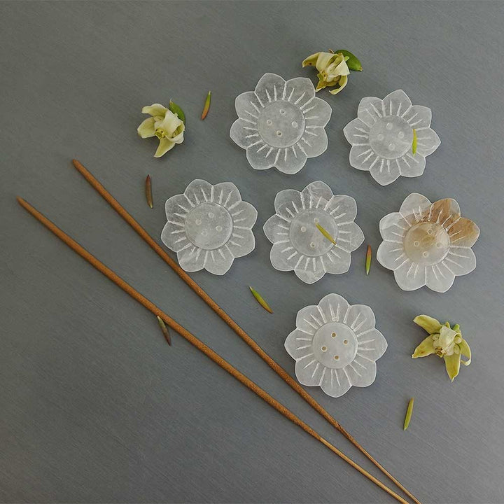 Handmade Handmade White Imad Artistic Alabaster Incense Stick Holder | Set Of 6