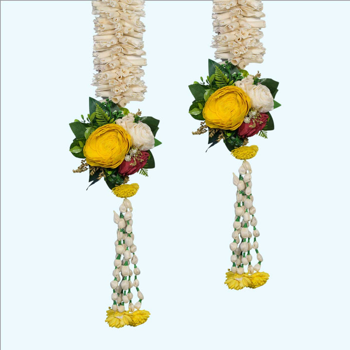 Handmade Sukanya White & Yellow Shola Flower Toran