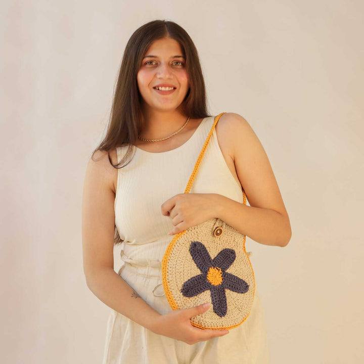 Handmade Crochet Flower Shoulder Bag