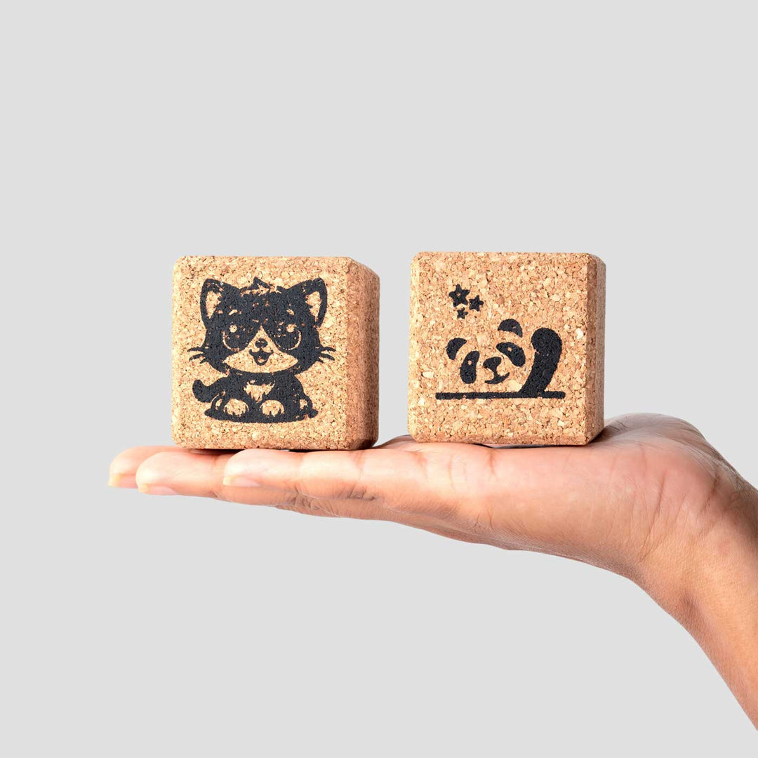 Handmade Cute Cat And Panda Fridge Magnet Cork Planter | Set Of 2