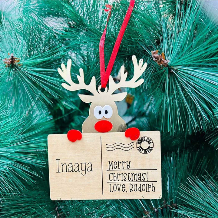 Personalized Post Card Mdf Wood Ornaments For Christmas Tree Decoration