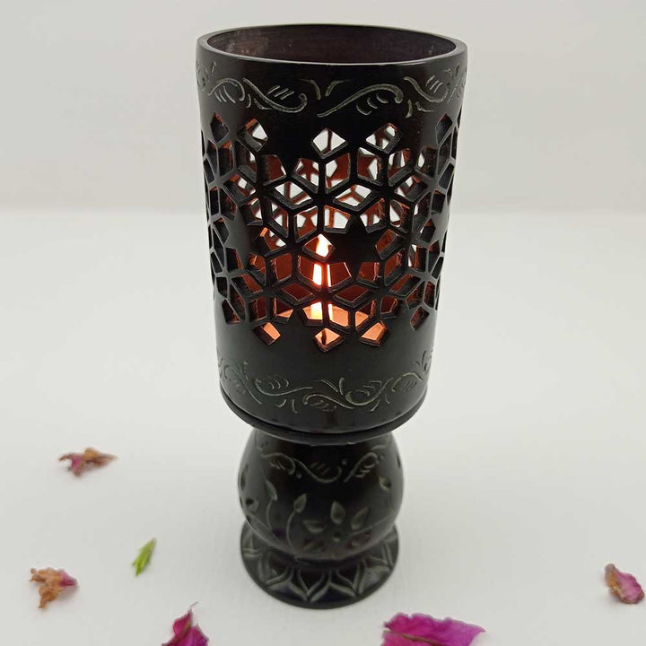 Handmade Black Hamiz Modern Lattice Candle Holder