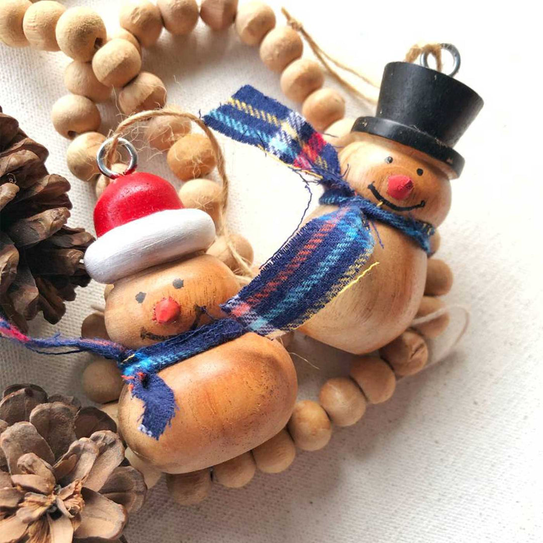 Handmade Snowman Wooden Ornament For Christmas Tree Decoration