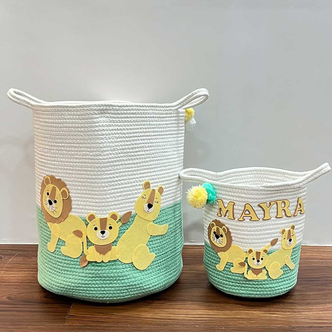 Personalized Handmade Lions Legacy Jute Basket For Kids