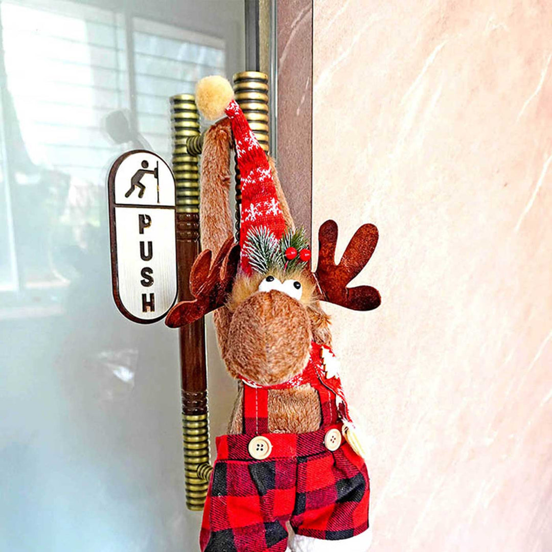 Striped Shorts Reindeer Door Hanger Woolen Decor For Christmas Table Decoration