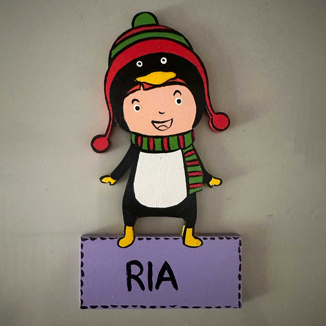 Personalized Hand-Painted Christmas Theme Kids Mdf Wood Fridge Magnet