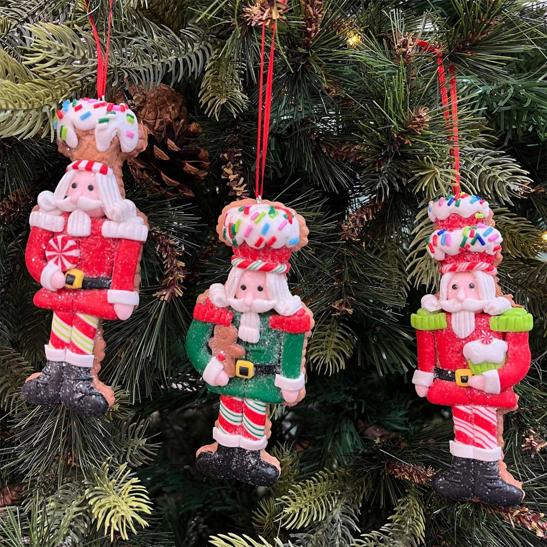 Handmade Candy Crumble Nutcracker Wooden Ornaments For Christmas Tree Decoration | Set Of 3