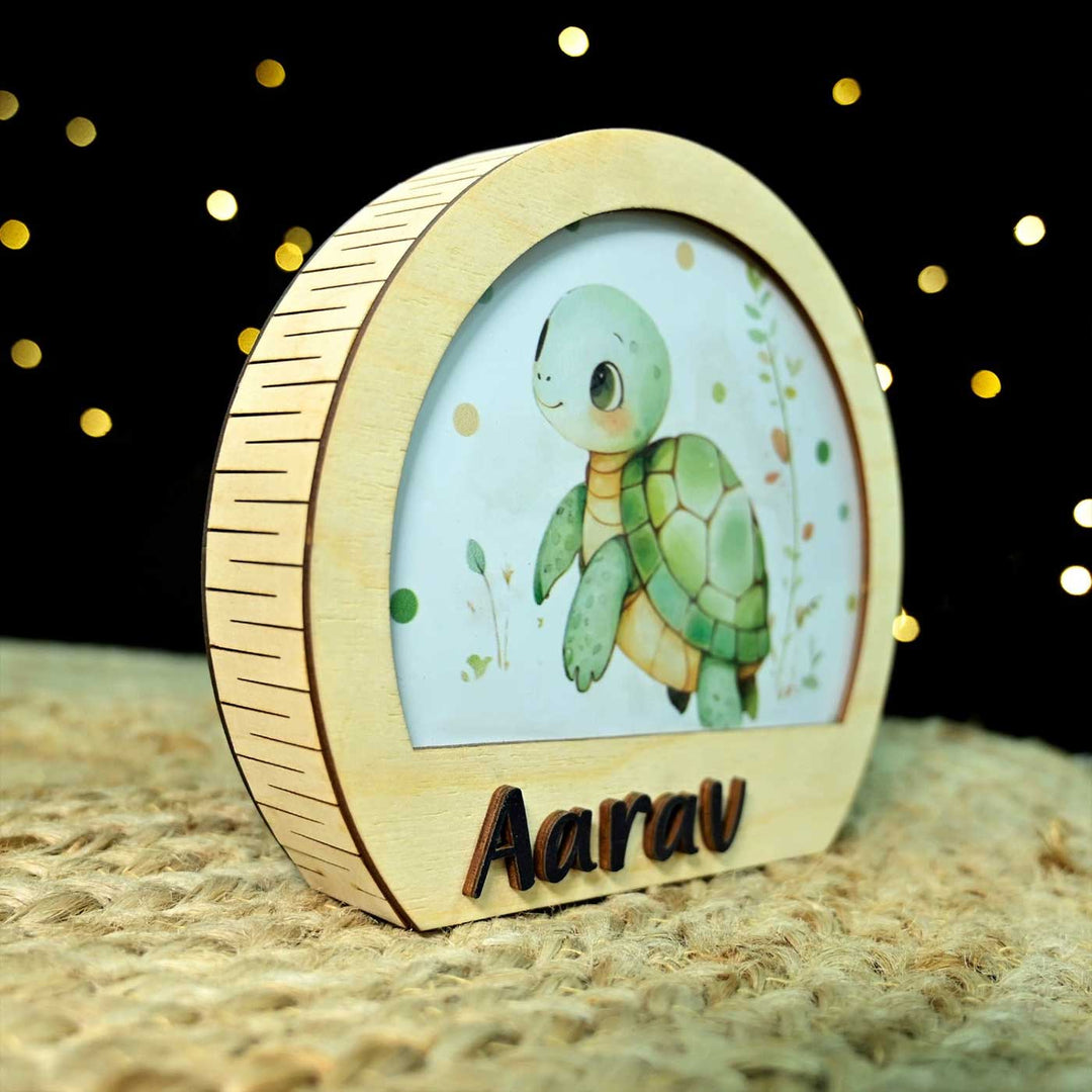 Personalized Turtle Theme Wooden Table Lamp With 3D Letters