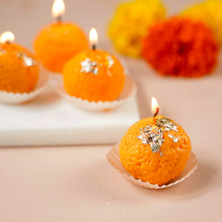 Handmade Ladoo Wax Candle  | Set of 4