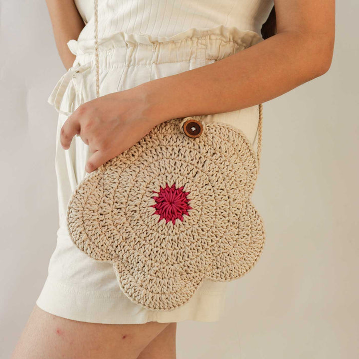 Handmade Crochet Flower Sling Bag