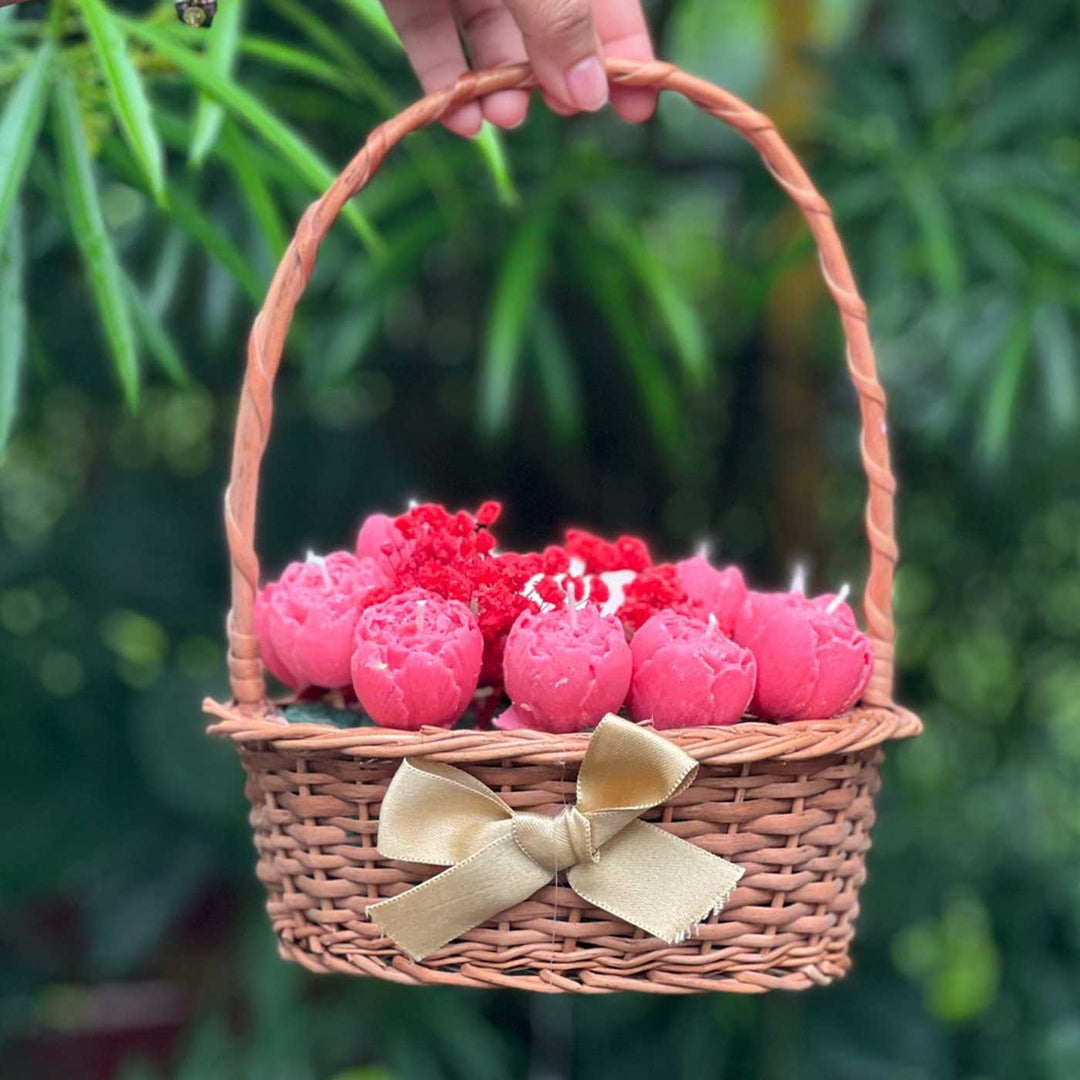 Handmade Floral Medley Scented Candle Basket