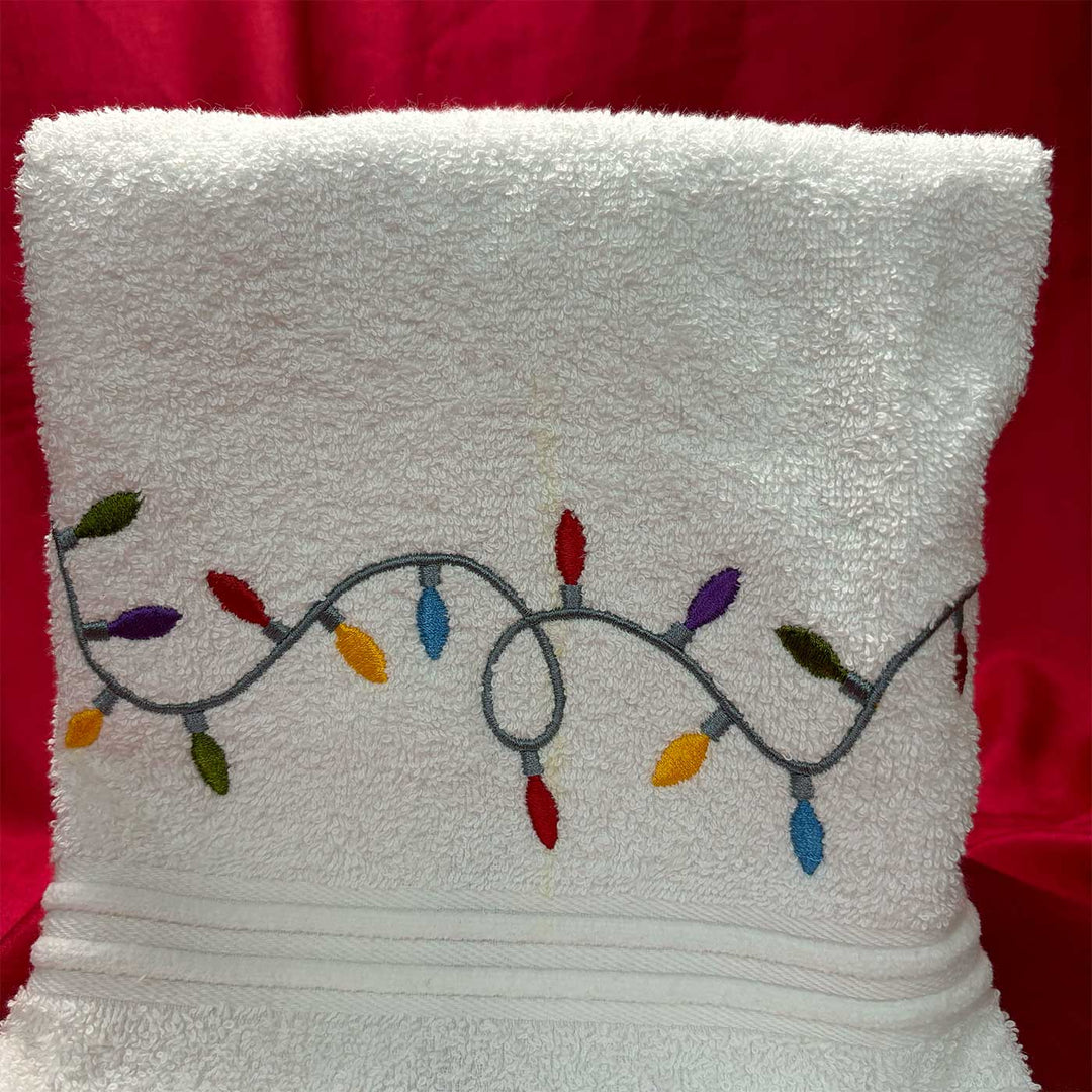 Personalized Fairy Lights Embroidered Cotton Hand Towel | Secret Santa Gift Ideas