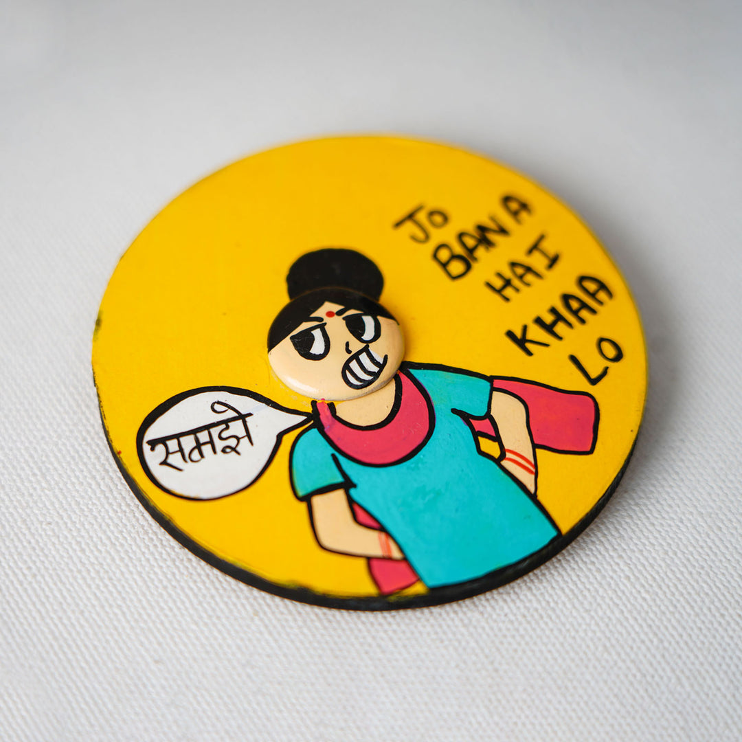 Handcrafted MDF & Clay Aunty Fridge Magnet