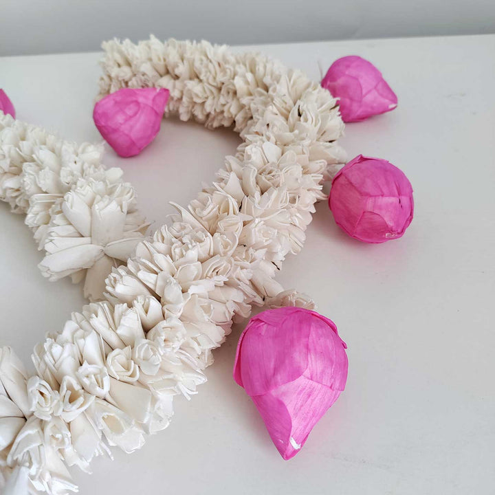 Handmade White & Pink Lotus Buds Toran