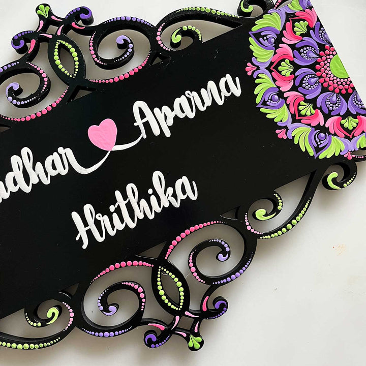 Personalized Handmade Dot Art Rectangle Mdf Wood Name Plate