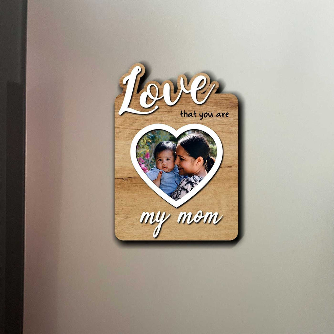 Photo Personalized Love You Mom Wooden Fridge Magnet