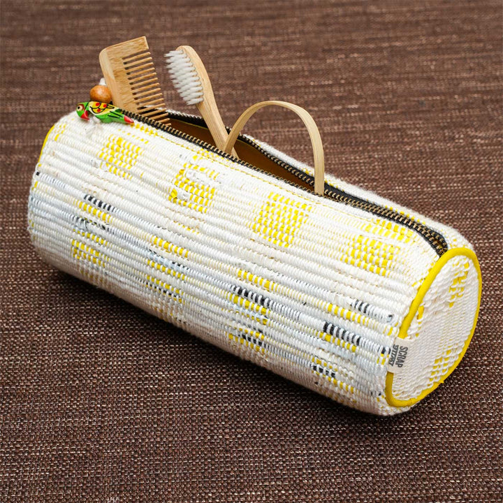 Handmade Eco-friendly Upcycled Yellow Zip Pouch