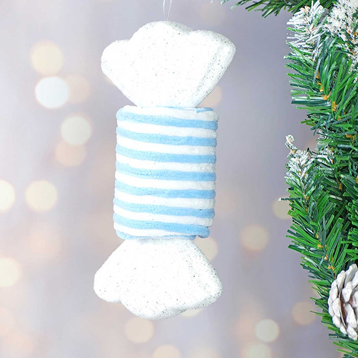 Handmade Pastel Blue Candyland Themed Ornaments For Christmas Tree Decoration | Set Of 6