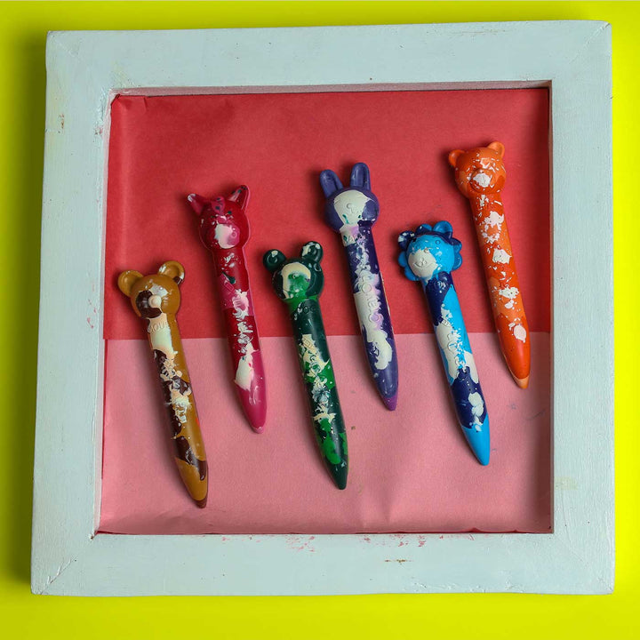 Handmade Non-Toxic Animal Stick Marbled Crayons