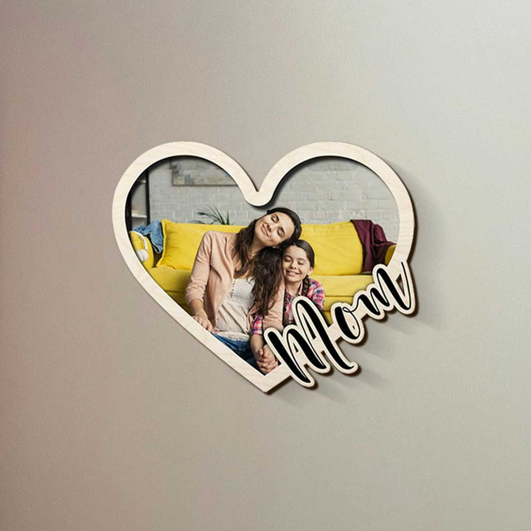 Photo Personalized Heart Shaped Wooden Fridge Magnet