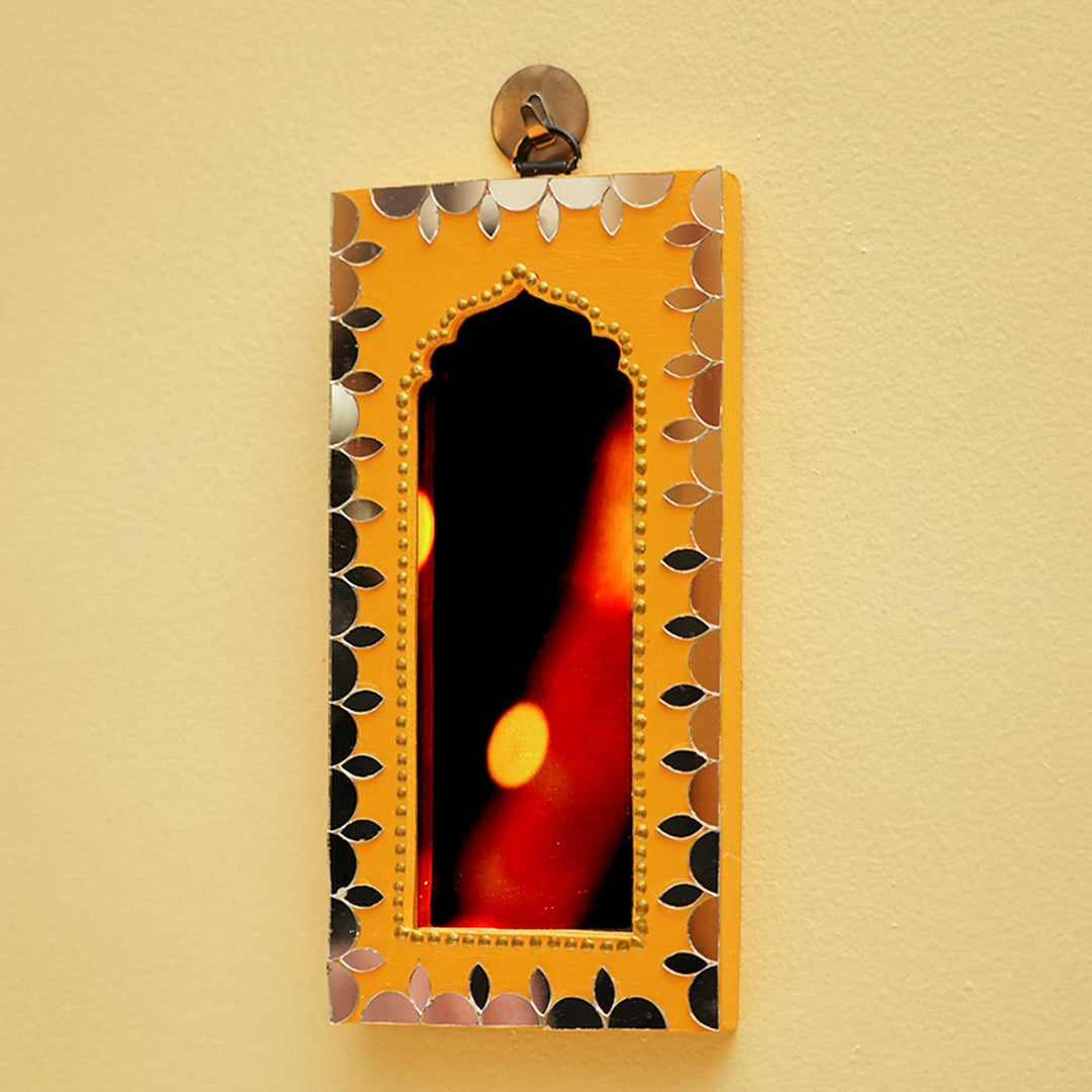 Handmade Yellow MDF Jharokha Mirror