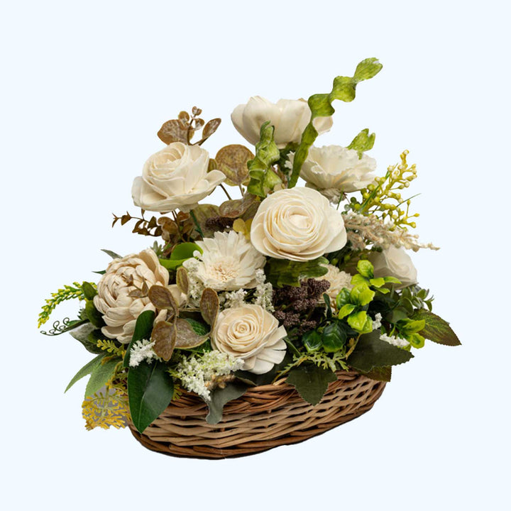 Handmade White Elegance Basket Shola Flower Centerpiece