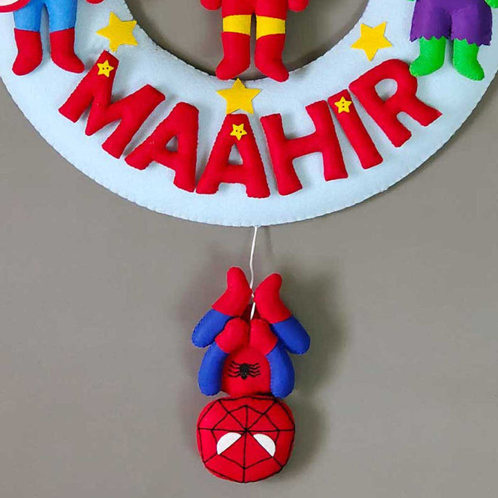 Personalized Avengers Theme Felt Kids Name Plate For Siblings