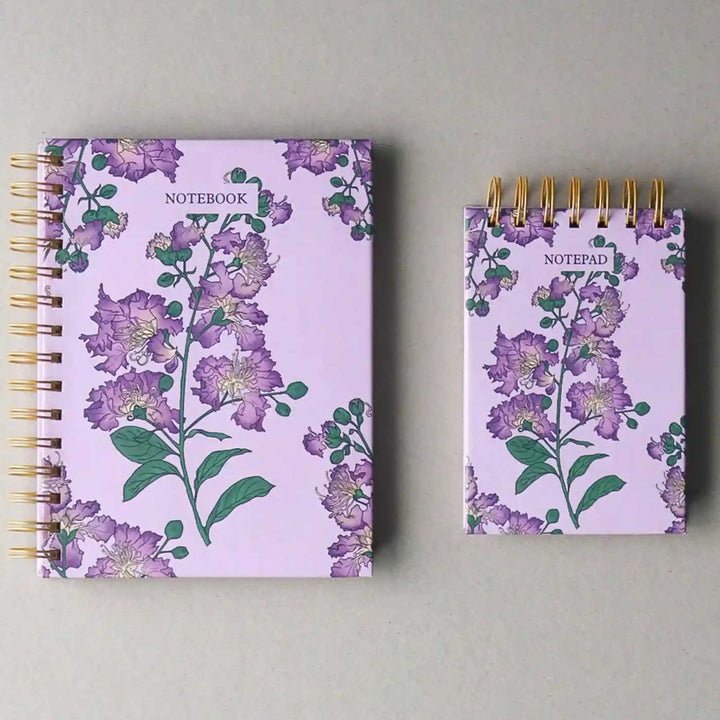 Handmade Jarul Lavender Spiral Notebook and Notepad Set | 80 Pages