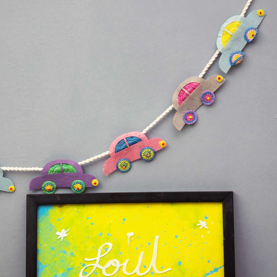 Handmade Crochet Car Themed Felt Bunting