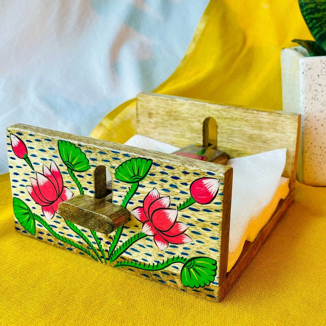 Hand-Painted Pattachitra Padmini Wooden Napkin Holder