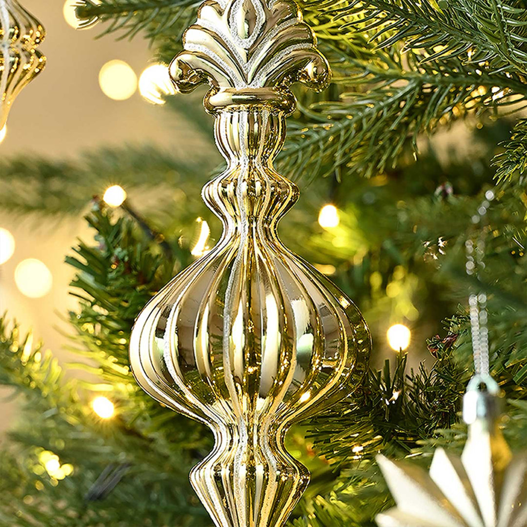 Classic Gold & White Chandelier themed Christmas Ball Ornaments For Decoration | Set of 70