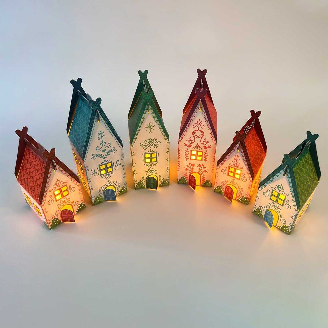 Mini Christmas Village DIY Paper Craft Kit | Set Of 12