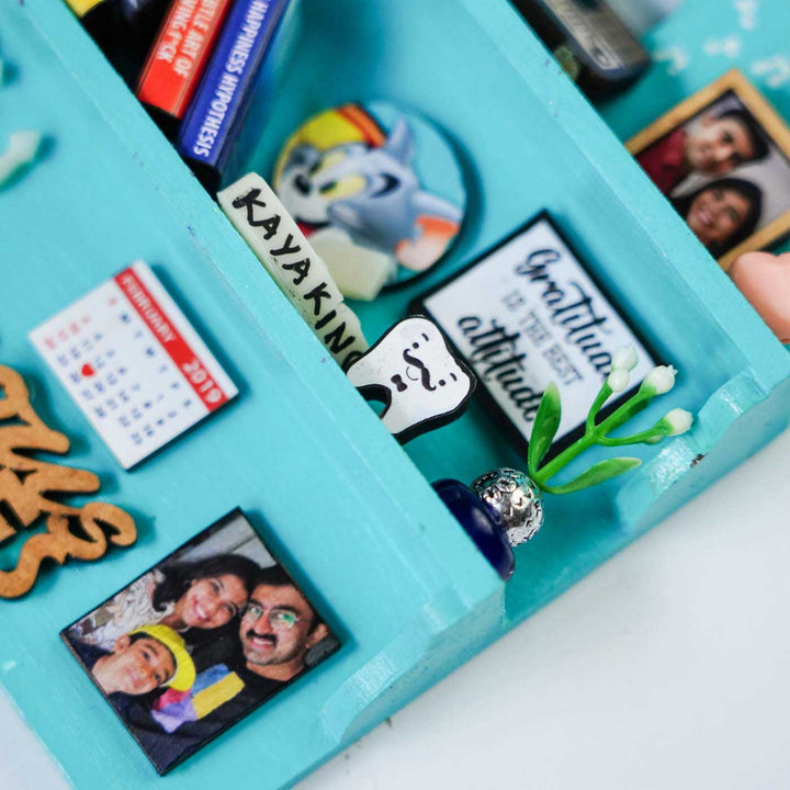 Personalized Handmade Teal House Shaped Miniature Magnet