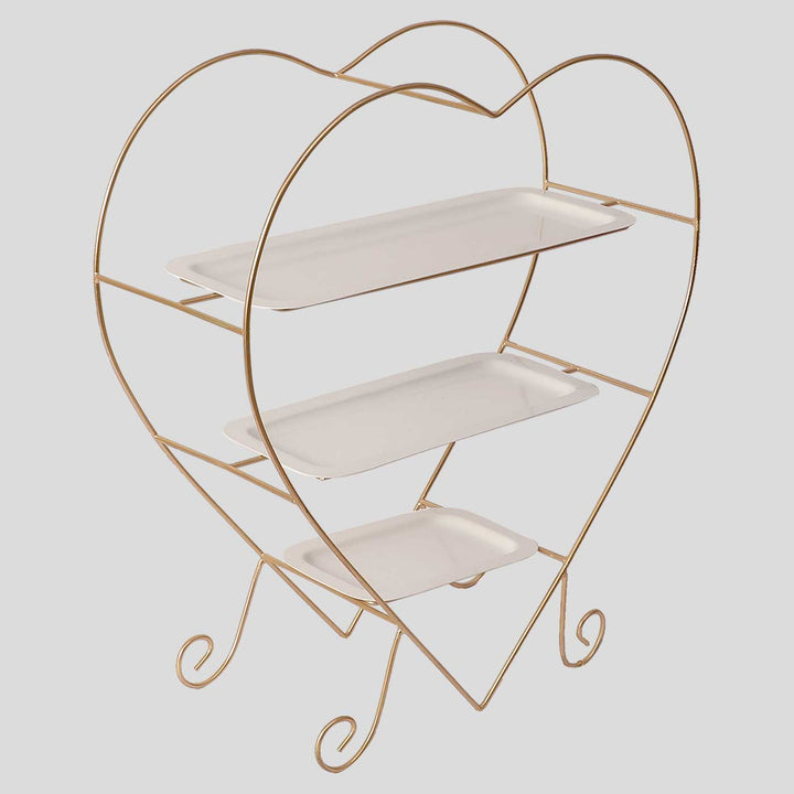 Handmade Heart Shape Gold & White Tiered Platter