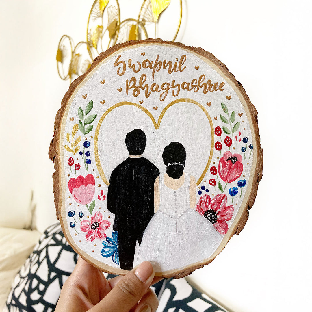 Photo Personalized Hand-Painted wedding Theme Wooden Decorative Plaque